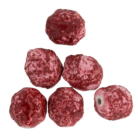 Vintage pink and red sugar beads. 12x10mm. 1950s. Germany. pkg. 10. b11-rd-0610