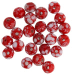 Vintage Japanese red and white speckled rounds. 5mm. Pkg of 25.