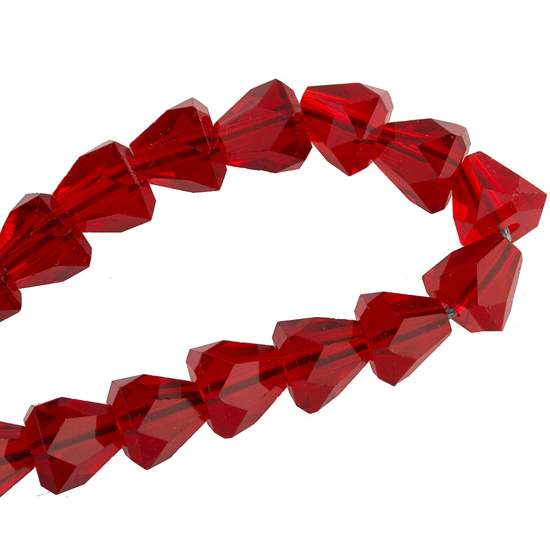 Vintage Japanese tin cut faceted ruby cones 6mm, pkg of 10. 