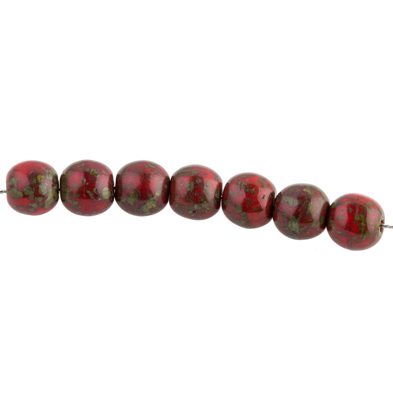 Vintage Czech Picasso red-grey rounds. 5mm. Pkg of 10. 