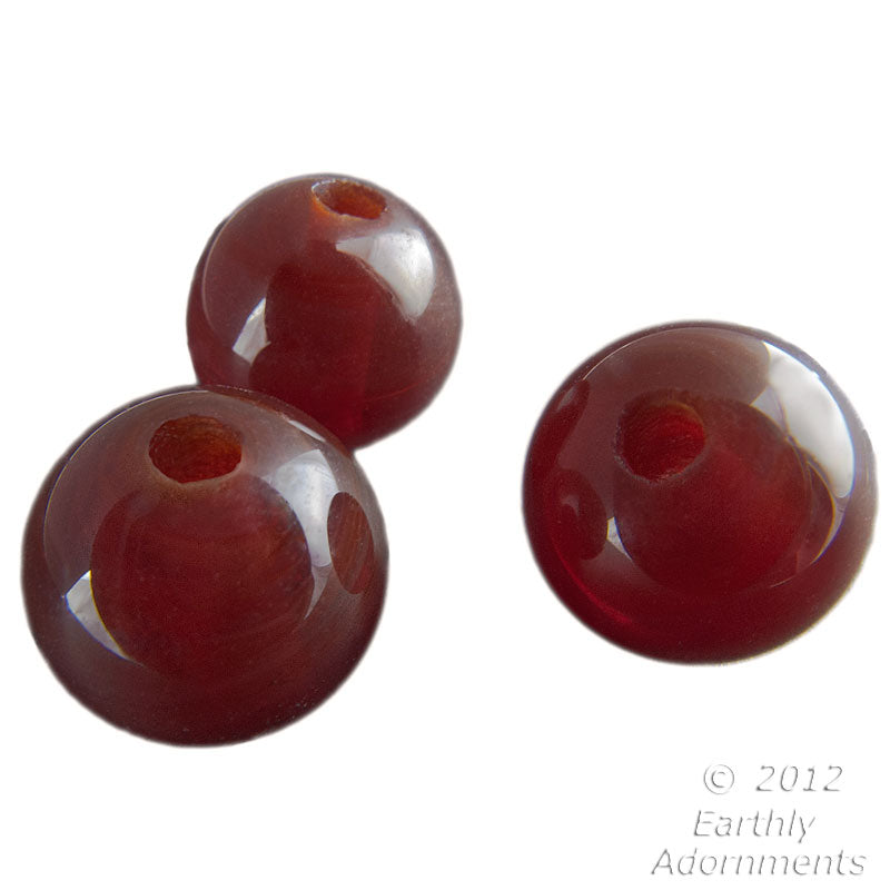 Vintage dark garnet red rounds, West Germany, 12mm 6 pc. 