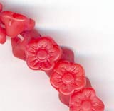 Czech red opal flower button beads. 7mm. Pkg. of 10. B11-RD-0435