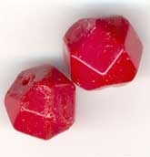 Vintage  Czech lipstick red opaque faceted round beads. 9mm. Pkg. of 4.