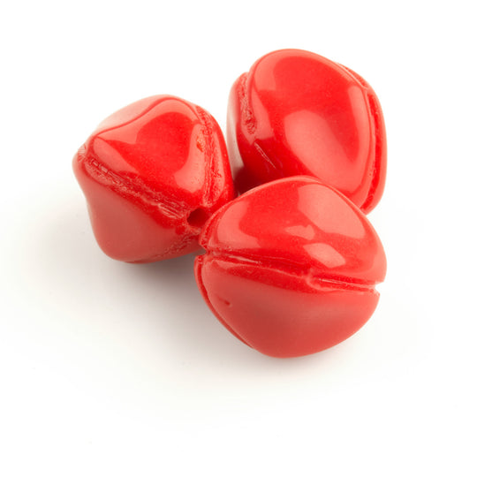 B11-RD-0486 Vintage Czech Lipstick Red Fluted Ovals. 13mm long. Pkg. of 6.