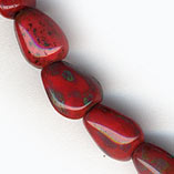 B11-RD-0555 Red Raku Teardrop Beads. 5x7mm. Strand of 25.