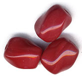 Czech Faceted Lipstick Red Oval Bead. 6x8mm. Pkg of 10.