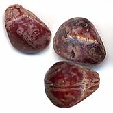 Red Picasso Glass Tooth Shaped Pendants. Czechoslovakia. 9mm. Pkg 12., B11-rd-0575