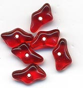 Vintage translucent garnet red glass flat nuggets. 10mm.  50 pcs. 