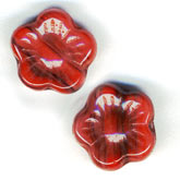 b11-rd-0577 Czech Red Glass Flower Bead. 12mm. Pkg of 10.