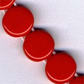 b11-rd-0579 2-hole tablet Beads Lipstick Red. 8mm pkg of 20.