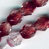 Czech Faceted Crystal and Scarlet Bead Strand. 3mm. Strand of 50.