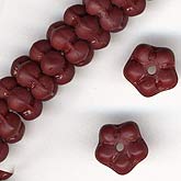 Brick Red Flower Rondelle. 7mm. Pkg of 25