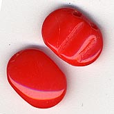 Vintage 2-hole lipstick red oval. Holes run horizontally. 8 x 14mm. Pkg. of 4.  B11-rd-0604