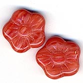 Czech 15mm faux agate flowers. Opaque coral color. Package of 10.. b11-rd-0615