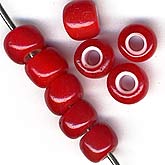 b11-rd-0630 French Whitehearts in Lipstick Red. 6x8mm. Pkg of 10