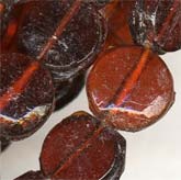 b11-rd-0633 Vintage Bohemian Glass Garnet Flat Red Disks. 5mm. Strand of 22