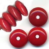 b11-rd-0653-Vintage red rondelles..12x6mm. Pkg of 10