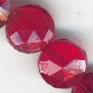 b11-rd-0677-Antique ruby glass nailhead beads.5mm. Strand of 22
