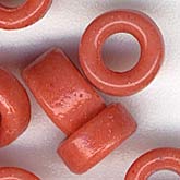 Vintage coral glass tile beads. 3x6mm. Pkg. of 50.