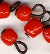 Old Japanese lipstick red beads on wire. 4 mm. Pkg of 50