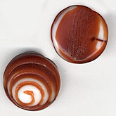 Spiral Snail Shell, Coppery Red Glass Pendant. 15mm. West German. Pkg 1. b11-rd-0694