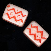 b11-rd-0695-Vintage Czech glass cube with impressed zigzag dcor. 12x8mm. Pkg of 4