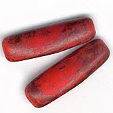 Vintage terra cotta red matte glass cylinders. 24x8mm. Pkg of 4. 