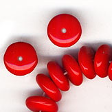 Czech red rondelles. 8mm. Pkg of 10