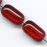 Vintage Czech transparent cinnamon red cylinders. 14x8mm. Pkg of 6. b11-rd-0748(e)