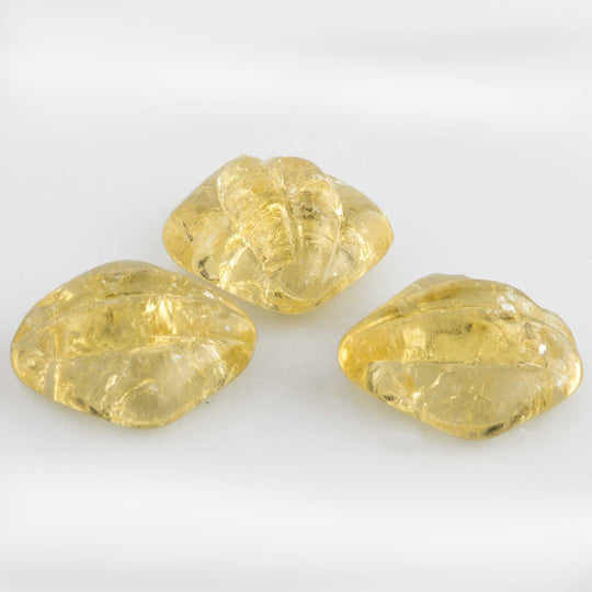 Antique Bohemian citrine glass sew-on or nailhead beads. 10mm. Pkg of 10. B11-YO-0358