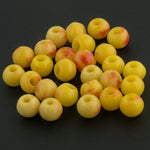 1960's Japanese canary yellow and red opaque glass beads. Approx. 5mm. Pkg of 10. 