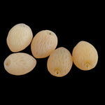 Vintage Post-WWII Molded Glass Fruit Beads. Almond or White Strawberry? Possibly Czechoslovakian. 10mm. Package of 5.