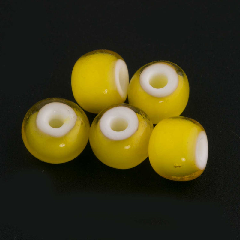 Yellow Czech Whitehearts. 6x8mm. Pkg of 10. 