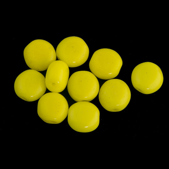 Vintage West German bright yellow tablets, 8 x 5 mm. pkg of 10. b11-yo-0902