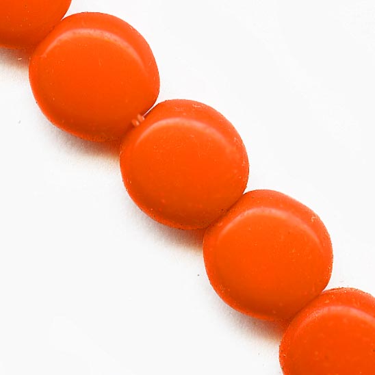 Vintage West German bright orange tablets,  8 x 5 mm. pkg of 10.
