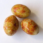 Vintage faux jasper glass ovals, Picasso finish, Czechoslovakia 20x14mm pkg of 4.