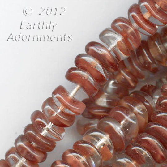 Vintage clear and carnelian two tone givre glass flat squares. pkg. of 20. b11-yo-0997