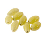 Chinese wound glass oval beads in an opaque light yellow. Hand made 1920s. 17x10mm. Pkg. 6.