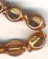 Rare Vintage Post-WWII Japanese Three-Sided Hollow Blown Glass Beads. Dark Gold. 5x5mm. Strand of 25.