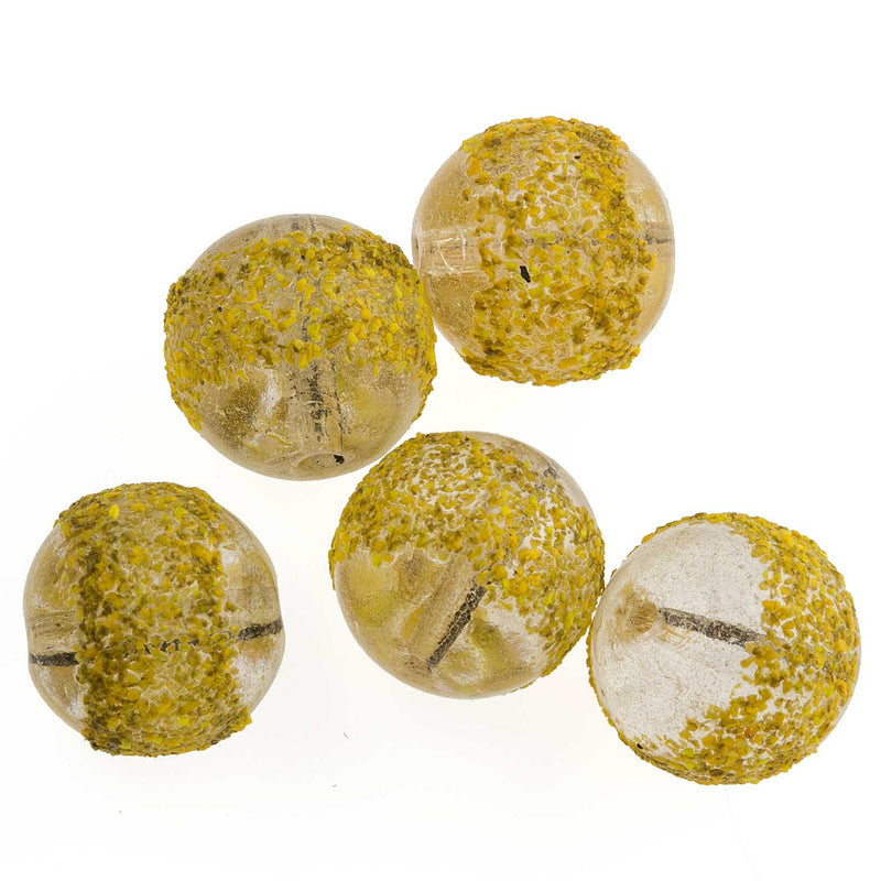 Vintage German Sugar Beads - Mustard. 12mm. Pkg of 5. 