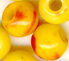 1960's Japanese canary yellow and red opaque glass beads. Approx. 5mm. Pkg of 10. 