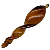 Topaz colored glass twisted pendant. 2+ inches. Pkg of 1.