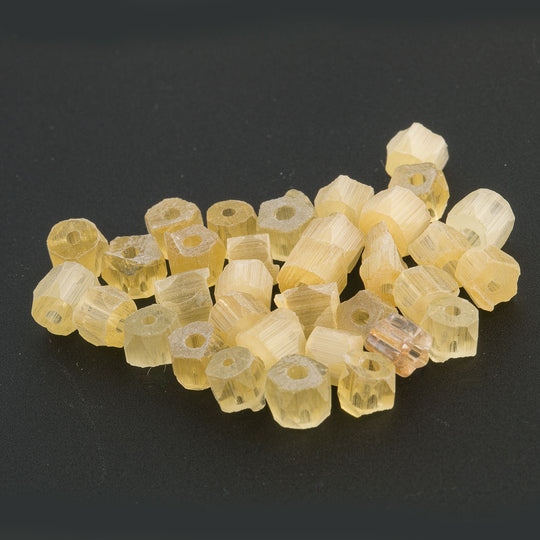 Vintage West German Russian cut satin glass champagne colored 5 sided beads. 4x4mm. Pkg. of 20. B11-YO-0639