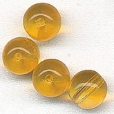 Vintage Czechoslovakian Amber Yellow Translucent Glass Rounds. 1950s. 5mm. Package of 25.
