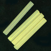 Vintage Czech pale yellow satin glass pentagonal cylinders. 40x5mm. Pkg of 6. b11-yo-0885