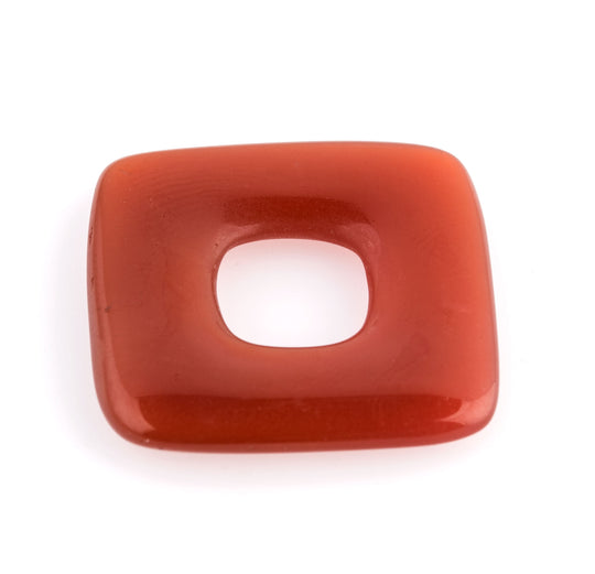 Carnelian Colored Glass Squared Rings. Gablonz. 25mm. Pkg 1. b11-yo-0894