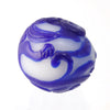 Vintage hand carved Peking Glass bead, cobalt blue dragon on milk white glass round 23x25mm pkg of 1.