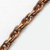 Vintage copper over steel double link cable chain. 5mm. Per foot. b12-chn521(e)