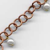 Vintage cable chain with glass pearls, copper over steel. 8mm. Per foot. b12-chn529