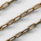 Vintage super-fine red brass cable chain. 2x1mm. Sold by the foot. 